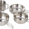 Camping Tableware Cooking Pot Cup Bowl Set 5-Piece Camping Pan Set Outdoor Supplies Stainless Steel Cookware
