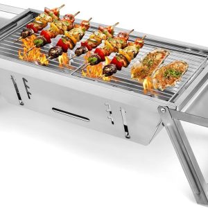 Barbecue Grills, Portable BBQ Charcoal Grill Foldable Grills, Small Grills Outdoor Cooking for Travel, Camping Smoker Grill, Stainless Steel Table Top Grill Charcoal Camping, Backyard