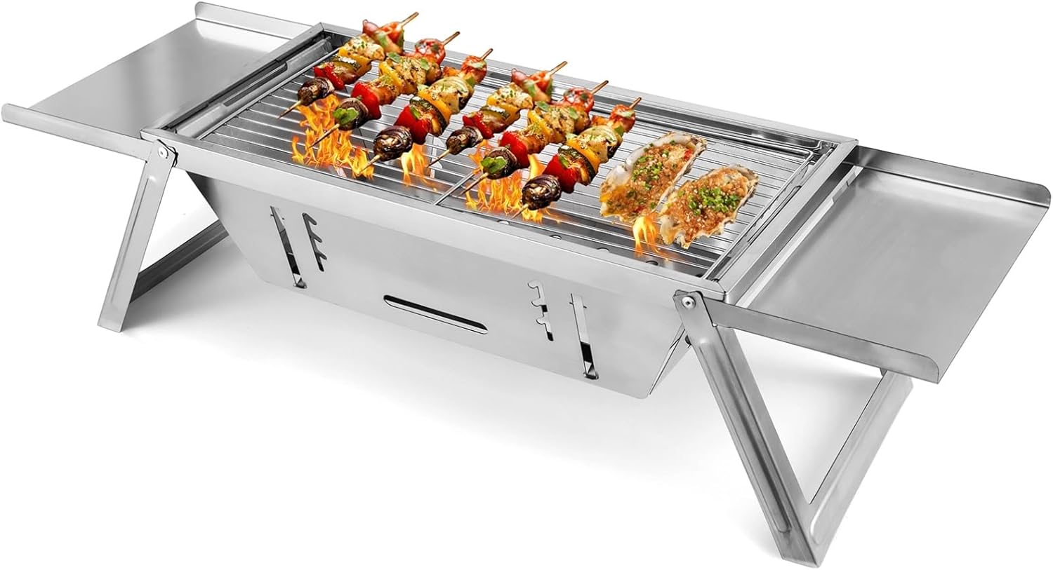 Barbecue Grills, Portable BBQ Charcoal Grill Foldable Grills, Small Grills Outdoor Cooking for Travel, Camping Smoker Grill, Stainless Steel Table Top Grill Charcoal Camping, Backyard
