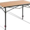 Portable Outdoor Adjustable Height Camping Table, Large for 2-6 Person, Foldable Roll-up Aluminum Camp Table with Carry Bag for Picnic, Camp, Sturdy, Stable, Loads 220 Lbs
