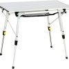 Outdoor Folding Portable Picnic Camping Table with Adjustable Height Aluminum Roll Up Table Top Mesh Layer, Silver