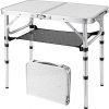 Folding Picnic Table, Small Camping Table with Adjustable Heights, Portable Lightweight Aluminum Side Table for Office, Beach, Garden, Travel