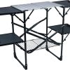 Cook Station | Portable Folding Kitchen Table with a Heat Resistant Tabletop, 4 Side Tables & Storage Rack, Perfect for Picnics & Camping Trips
