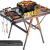 Foldable Grill Table with Mesh Desktop, 200lbs 3Ft Portable Folding Table, Height Adjustable Metal Table for Ourdoor, Camping, Picnic, BBQ and Beach, RV, 35.4" L x 23.6" W