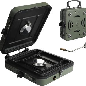 2 Burner Propane Camping Stove,Portable Folding Gas Stove for Camping with ,Two Adjustable Burners with Easy Carrying Handle&Inlet Gas Pipe,Outdoor Camp Stove for Camping Backpacking