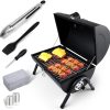 Portable Charcoal Grill Set, Small Tabletop Barbecue Grill with Accessories Tools for Outdoor Camping BBQ Grilling Backyard Party Cooking, Heavy Duty & Innovative Design, Thermometer & Chimney