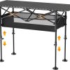 Height Adjustable Camping Table, Outdoor Folding Camping Table with Mesh Storage/Carrying Bag, Portable Aluminum Roll-up Table for Camping, Party, Backyard, BBQ