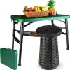 Portable Folding Table and Stool Set, Lightweight Foldable Table & Collapsible Stool for Camping Picnic Beach Fishing, Sturdy Small Outdoor Table with Mesh Layer Storage