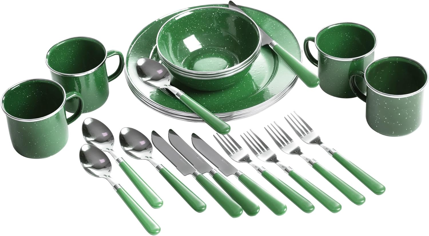 24-Piece Enamel Camping Tableware Set