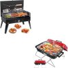 Portable Charcoal Grill, Small BBQ Grill Outdoor Folding Barbecue Grill, Foldable Camping Grill with Barbecue Accessories & Lid for Outdoor Cooking Camp Picnic Hiking Beach Party Patio Smokers